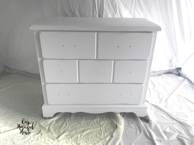 white painted pine dresser spray paint