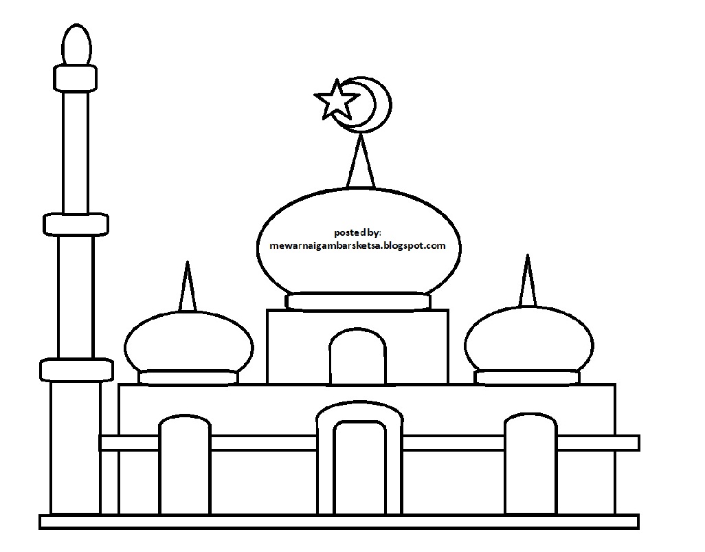 Mewarnai Gambar Mewarnai Gambar Sketsa Masjid  29