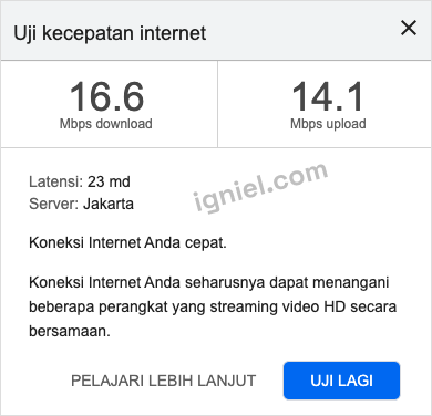 Cek Kecepatan Wifi dan Internet