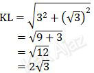 Menentukan panjang KL pada segitiga KLM dengan menggunakan rumus Pythagoras