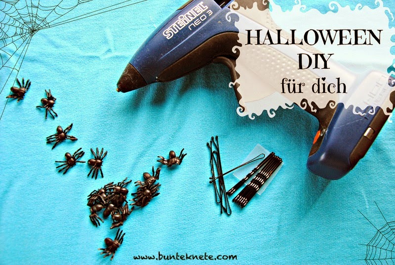 Bunte Knete von Frl. Päng: Spooky Halloween Ideen! Spinnen im Haar  width=