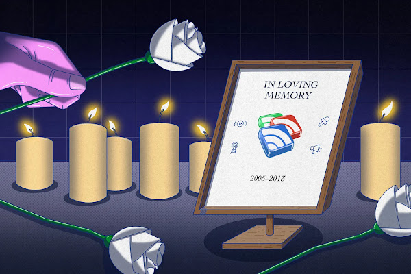 Illustration to commemorate Google Reader ten years after shutdown