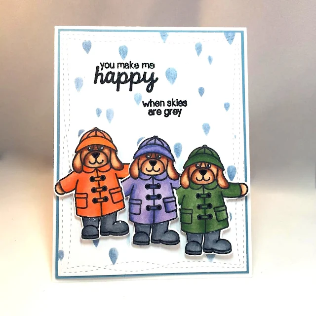 Sunny Studio Stamps: Rain or Shine puppy dog card by Claire Broadwater