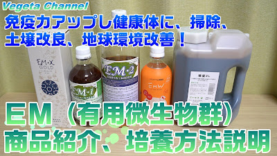 免疫力アップし健康体に、掃除、土壌改良、地球環境改善！ＥＭ（有用微生物群）商品紹介、培養方法説明