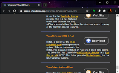 updated text on ASCOM mount driver page