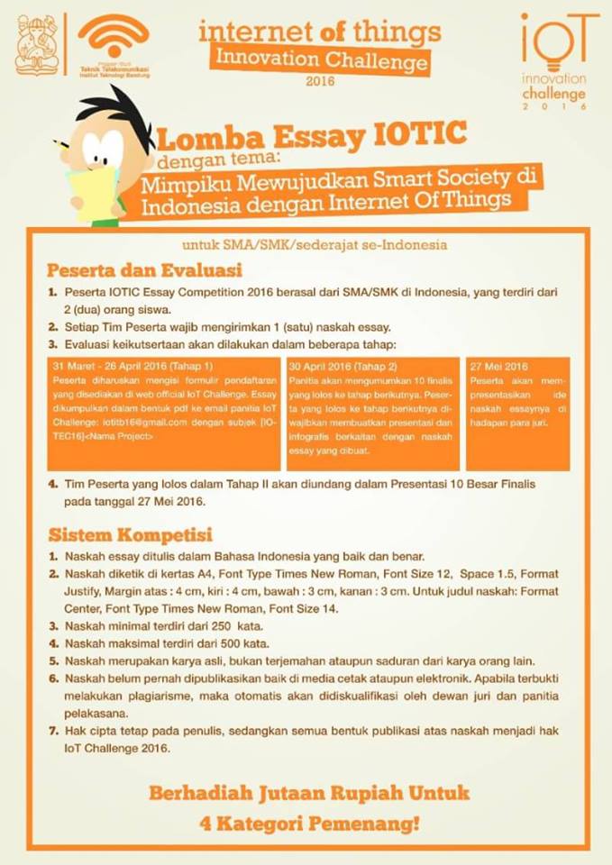 Lomba Menulis Essay IOTIC 2016 dari ITB - Lomba Event Terbaru