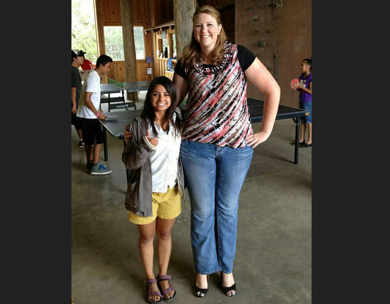 A large size woman and tall