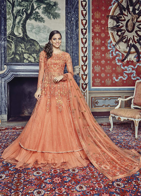 gown style wedding lehenga