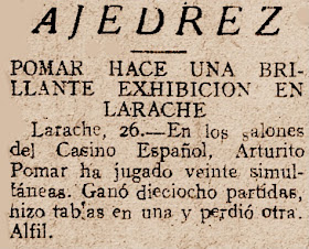 Simultáneas de Arturito Pomar en Larache, recorte de prensa