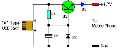 USB Mobile Phone Battery Charger Circuit