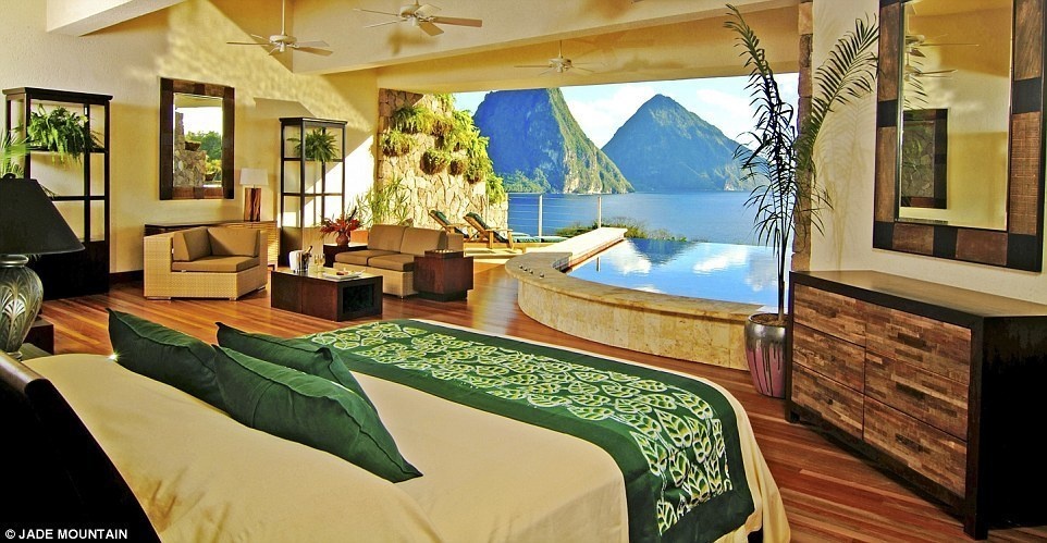 Jade Mountain, Saint Lucia - 15 Incredible Hotel Rooms Where You Can Sleep Under The Stars.