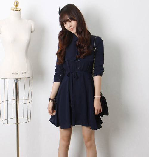 Navy Dress with Flaps