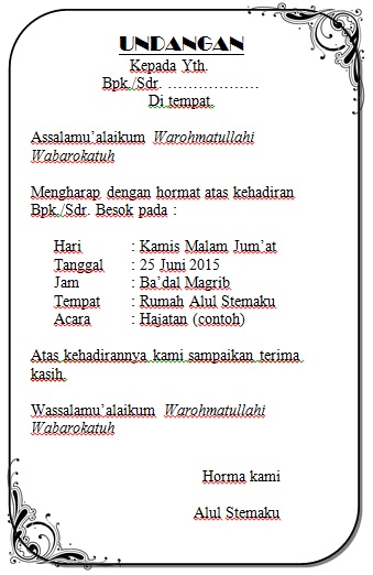 Download Template Undangan Hajatan Tasyakuran Tahlil dll 