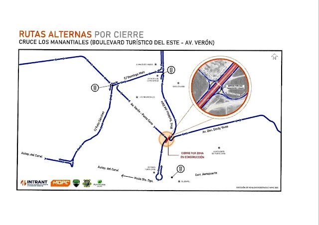 AVISO IMPORTANTE: Rutas alternas por cierre en parte del Boulevard Turístico Del Este