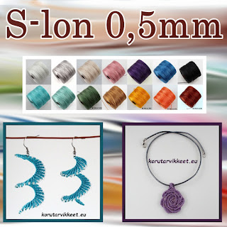 S-lon (bead cord) 0,5mm lanka -sopii kumihimo punontaan, helmivirkkauksen jos käytät isompia helmiä ja mikromakramee projekteihin