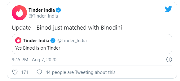 Tinder India Tweet