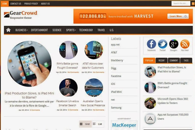 GearCrowd Responsive Magazine Blogger Template