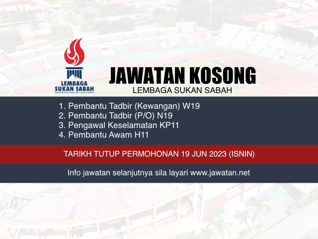 Jawatan Kosong Lembaga Sukan Sabah Jun 2023