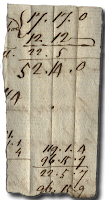 A bookmark torn from a sheet of accounts showing sums involving large amounts of cash