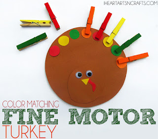 http://www.iheartartsncrafts.com/color-matching-fine-motor-turkey-toddler-activity/