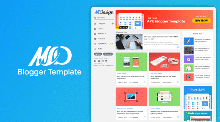 MSD Responsive Grid Style Blogger Template Download Free