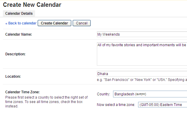 Create a new calender