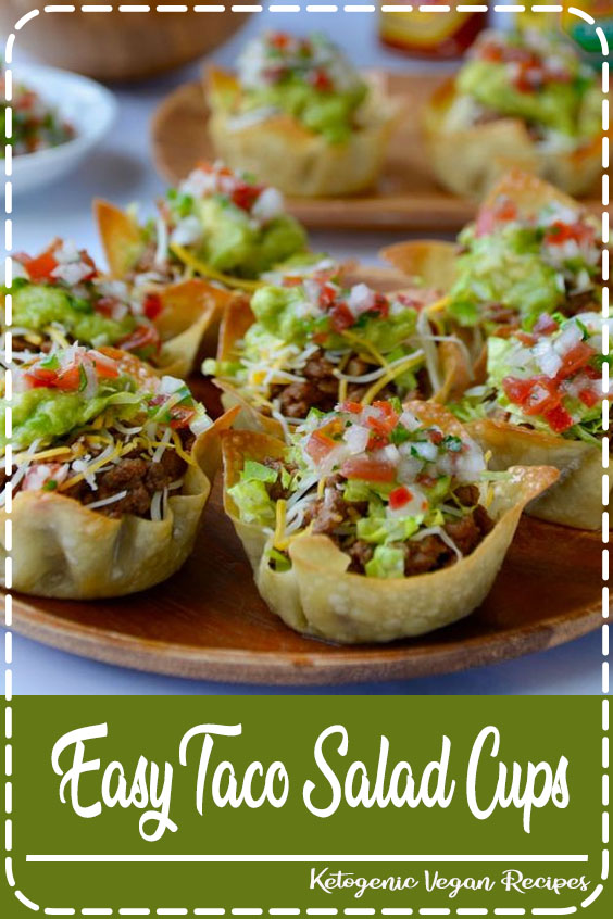 Easy Taco Salad Cups are the perfect party food! They're finger-friendly, can be made a day in advance, and star your favorite taco fillings Easy Taco Salad Cups are the perfect party food! They're finger-friendly, can be made a day in advance, and star your favorite taco fillings