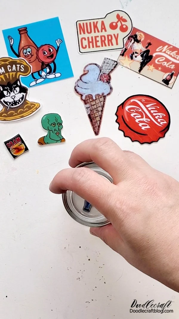 Once it is evenly shrunk down, place a shot glass on top of the shrink plastic while it's still warm to form the flat enamel pin.   The default thickness becomes about 9 times thicker and a very sturdy final product.