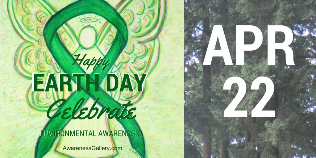 Twitter Happy Earth Day Celebrate Environmental Green Awareness Ribbon APR 22 Guardian Angel Painting