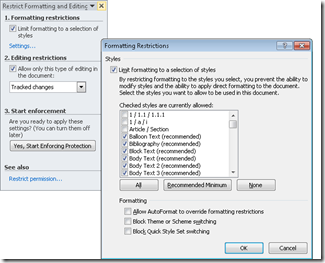 Restricting Formatting and Editing Documents Using Office 2010