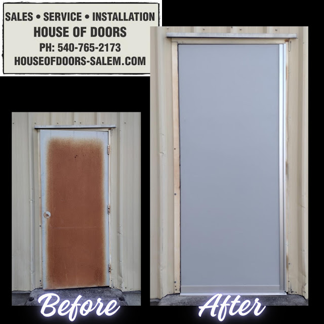 Before and After commercial door and hardware replacement in Salem, VA by House of Doors