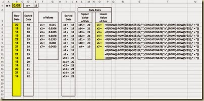Shapiro-Wilk Normality Test in Excel - Lower Xs