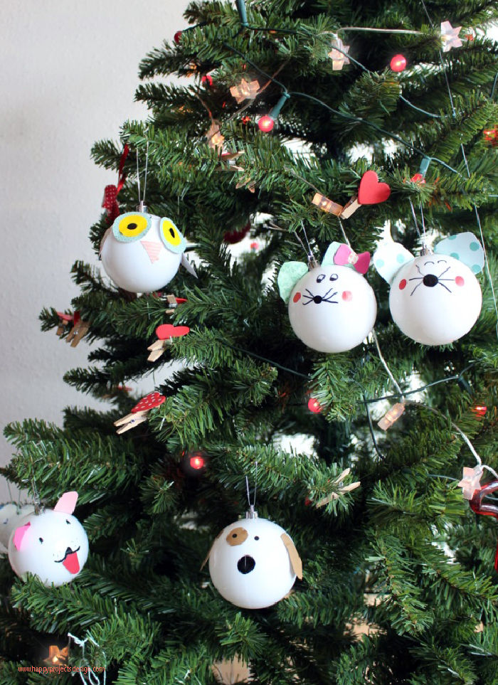 Bolas para el árbol DIY: animales del bosque