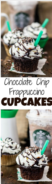 Copycat Starbucks Double Chocolate Chip Frappuccino Cupcakes