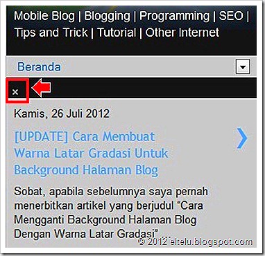 ELTELU - Tanda Silang (Clear Button) Kotak Penelusuran Blog Seluler