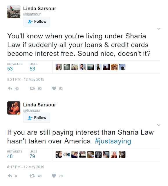 Linda Sarsour Tweets from May 12, 2015, promoting Sharia Law.