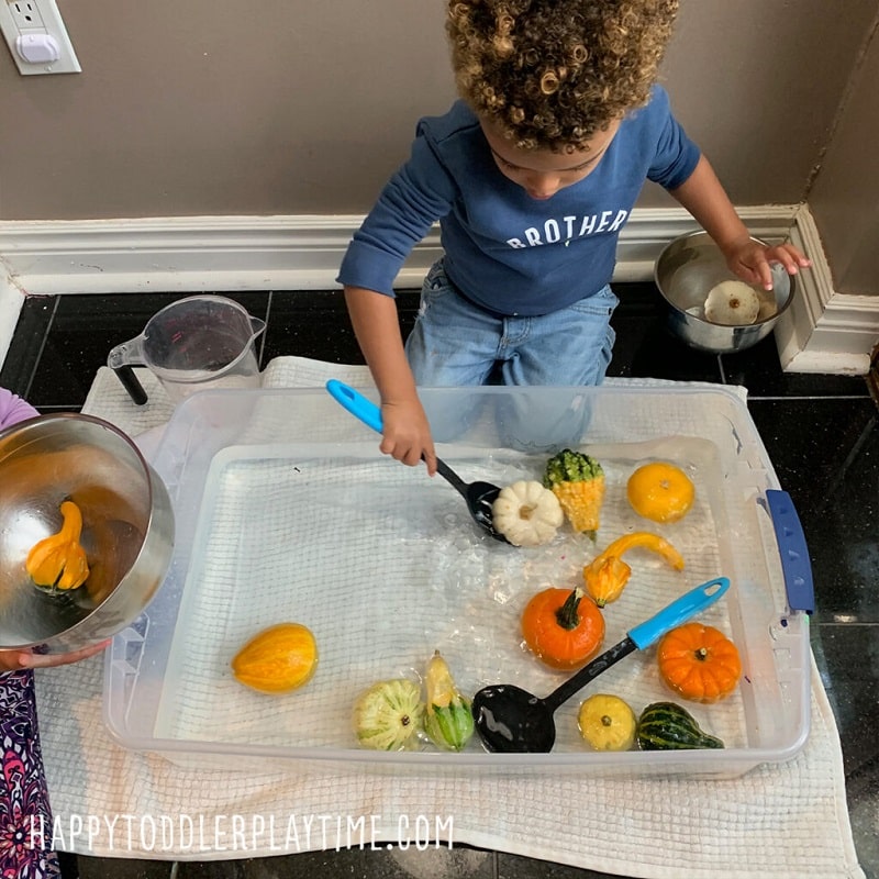 pumpkin soup sensory bin