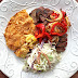 Grilled Steak, Yellow Cheddar Squash Casserole & Easy Coleslaw