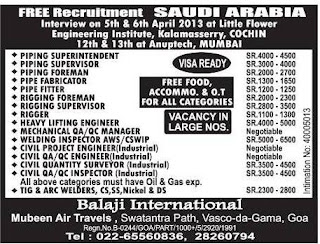 Free Recruitment For Saudi Arabia