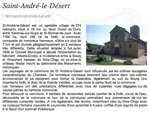 A screenshot from the villages du Clunisois website.