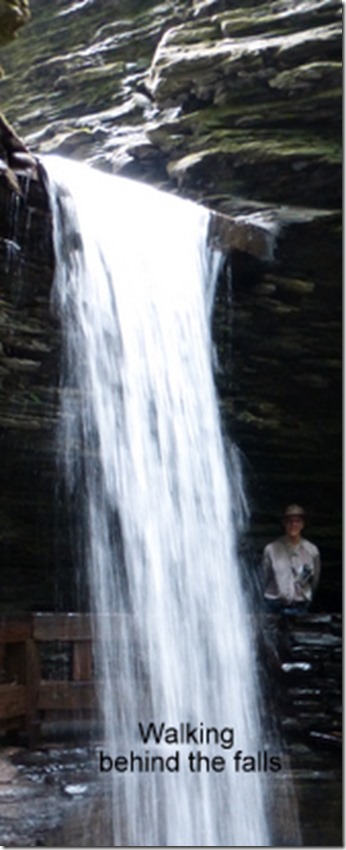 Walking behind the falls