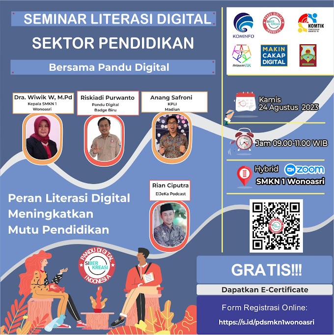 Seminar Literasi Digital Sektor Pendidikan bersama Pandu Digital Indonesia di SMKN 1 Wonoasri