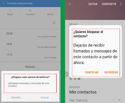 Bloqueo contactos