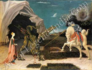 The Great Artist Paolo Uccello Painting “Saint George and the Dragon” c.1455-60 22½" x 28¾" National Gallery, London 