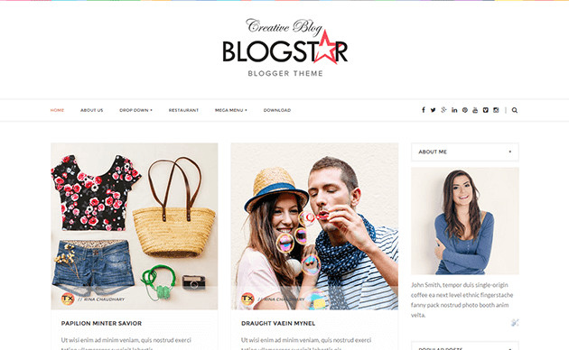 Blogstar Clean Responsive Blogger Template