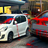 Dua lelaki ditahan simbah cat merah ke kereta, pagar jiran