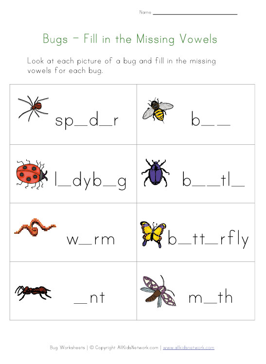 Insect Worksheets For Kids 1