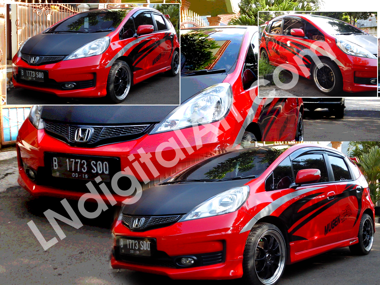 Top Cutting Sticker Mobil Honda Jazz Merah Terbaru Modifotto