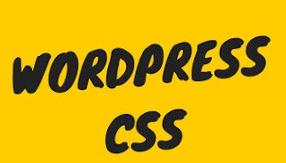 Imagen de fondo color amarillo con las palabras WordPress y CSS escritas en color negro con una tipografía que asemeja haberlas escrito con un pincel grueso.