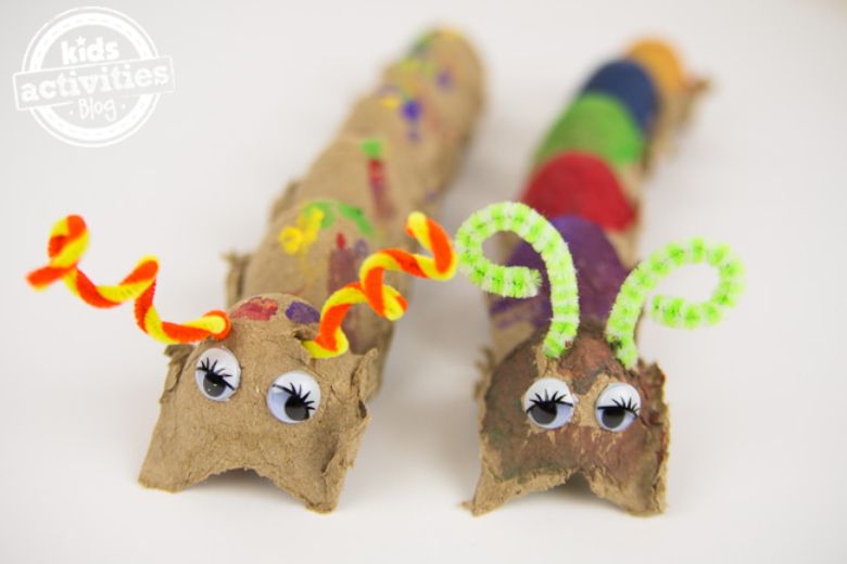 egg carton caterpillar craft for toddlers and preschoolers